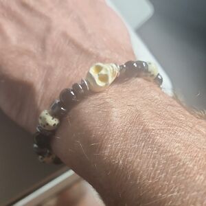 Natural Stone Men's 8 Inch Handmade Beaded Stretch Bracelet